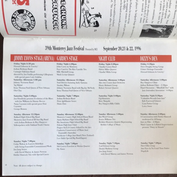 Monterey Jazz Festival 1996 Program - Picture 3 of 4